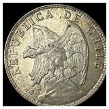 1905 Chile Silver 50 Centavos S Mint CHOICE AU