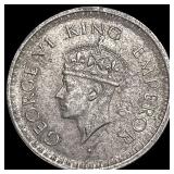 1943 British-India Silver 1/2 Rupee