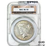 1935 Silver Peace Dollar NAC MS66