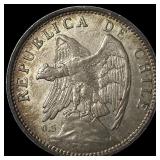 1922 Chile Silver 1 Peso CHOICE AU
