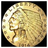 1914 Indian Head $2.50 Gold Quarter Eagle CLOSELY