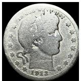1912-S Silver Barber Quarter NICELY CIRCULATED