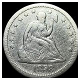1858 Silver Seated Liberty Quarter NEARLY UNCIRCUL