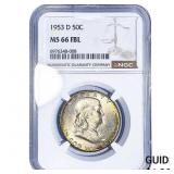 1953-D Franklin Half Dollar NGC MS66 FBL