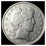1906-S Silver Barber Half Dollar ABOUT UNCIRCULATE