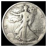 1917-S Silver Walking Liberty Half Dollar LIGHTLY