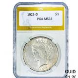 1923-D Silver Peace Dollar PGA MS64