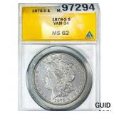1878-S Morgan Silver Dollar ANACS MS62