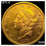 1871-S $20 Gold Double Eagle UNCIRCULATED