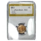 1863 Indian Head Cent PGA MS64+ Red