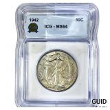 1942 Walking Liberty Half Dollar ICG MS64