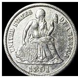 1891-S Silver Seated Liberty Dime CLOSELY UNCIRCUL