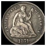 1871 Silver Half Dime LIGHTLY CIRCULATED