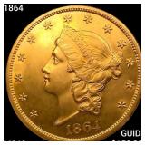 1864 $20 Gold Double Eagle CHOICE BU
