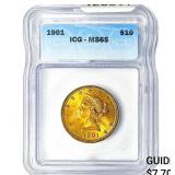 1901 $10 Gold Eagle ICG MS65