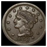 1853 Braided Hair Large Cent CHOICE AU
