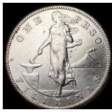 1911-S Philippines Silver Peso NEARLY  UNCIRCULAT