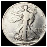 1938-D Silver Walking Liberty Half Dollar  LIGHTL