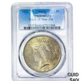 1922 Silver Peace Dollar PCGS MS63 VAM 2F Hair Pin