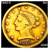 1843-D Sm D $2.50 Gold Quarter Eagle NEARLY UNCIRC