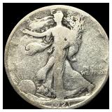 1921-S Silver Walking Liberty Half Dollar NICELY C