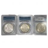 [3 Coins] 1887-1902 Morgan Silver Dollar PCGS MS61
