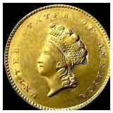 1855 Gold $1 Indian Head Type 2 CLOSELY  UNCIRCUL