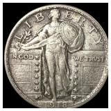 1918-D Silver Standing Liberty Quarter NEARLY UNCI