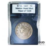 1837 Coronet Head Large Cent EF 45