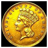 1857 Gold $1 Indian Princess Type 3 CLOSELY  UNCI