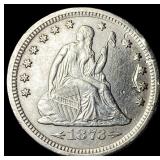 1873-S Arrows Silver Seated Liberty Quarter  CLOS