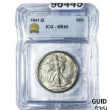 1941-D Walking Liberty Half Dollar ICG MS65