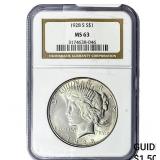 1928-S Silver Peace Dollar NGC MS63