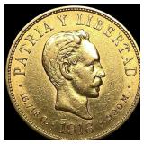 1916 Cuba Gold 10 Pesos GEM BU
