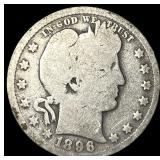 1896-O Silver Barber Quarter LIGHTLY CIRCULATED