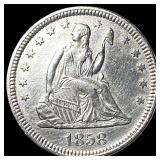 1858 Seated Liberty Silver Quarter CHOICE AU