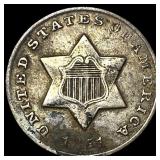 1851 Silver Three-Cent Piece LIGHTLY CIRCULATED