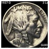 1937-D 3 Leg Buffalo Nickel HIGH GRADE