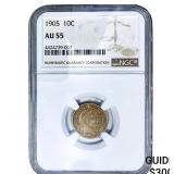 1905 Barber Dime NGC AU55