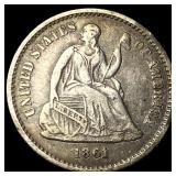 1861 Silver Seated Liberty Half Dime NEARLY  UNCI