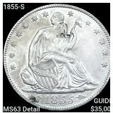 1855-S Seated Liberty Half Dollar CHOICE BU
