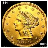 1854 $2.50 Gold Quarter Eagle CHOICE BU