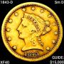 1843-D Sm D $2.50 Gold Quarter Eagle NEARLY UNCIRC