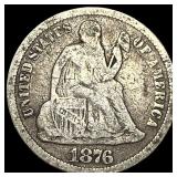 1876-CC Silver Seated Liberty Dime LIGHTLY CIRCULA