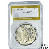 1924-S Silver Peace Dollar PGA MS63