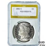 1882-S Morgan Silver Dollar PGA MS64 PL