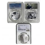[3 Coins] 2016-2021 Various Silver Coins MS70
