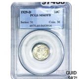 1929-D Mercury Silver Dime PCGS MS65 FB
