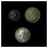 1906, 1919, 1965 Canada Silver 5 ,25 Cents UNCIRCU
