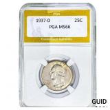 1937-D Washington Silver Quarter PGA MS66
